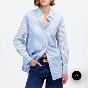 Brand new Madewell women oversize White and Blue Striped Dress Shirt size medium